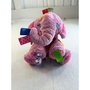 Taggies Pink Elephant Plush Stuffed Animal Sensory Ribbon Toy Butterfly Flower